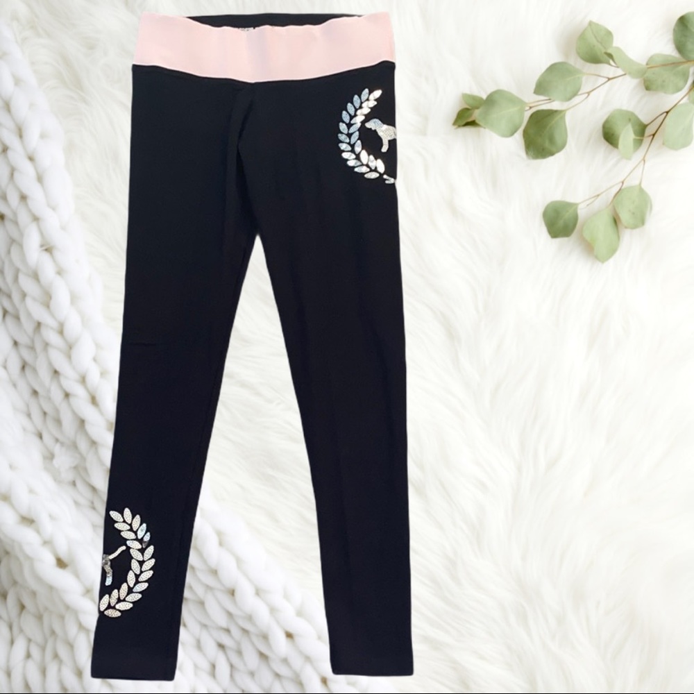 Campus Dog Logo Bling Yoga Leggings VS Pink